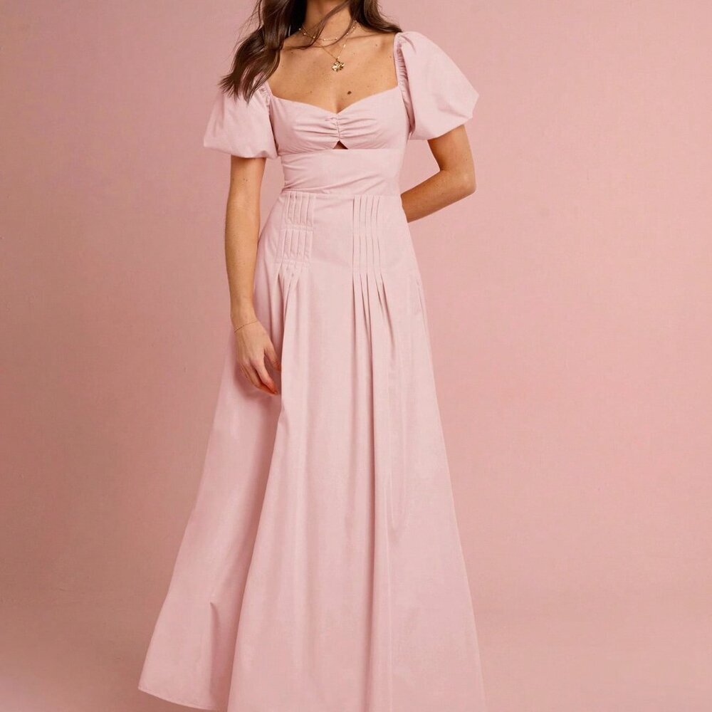 Baby Pink Elegant Women's Sweetheart Maxi Dress - Picture 3 of 6